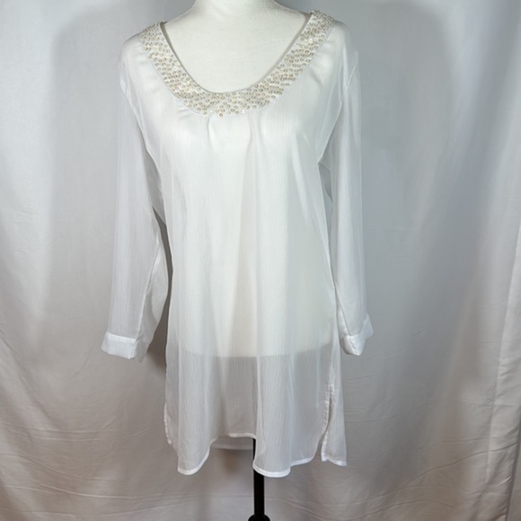 Tommy Bahama White Sheer Beach/Swim Cover-Up - Picture 1 of 12